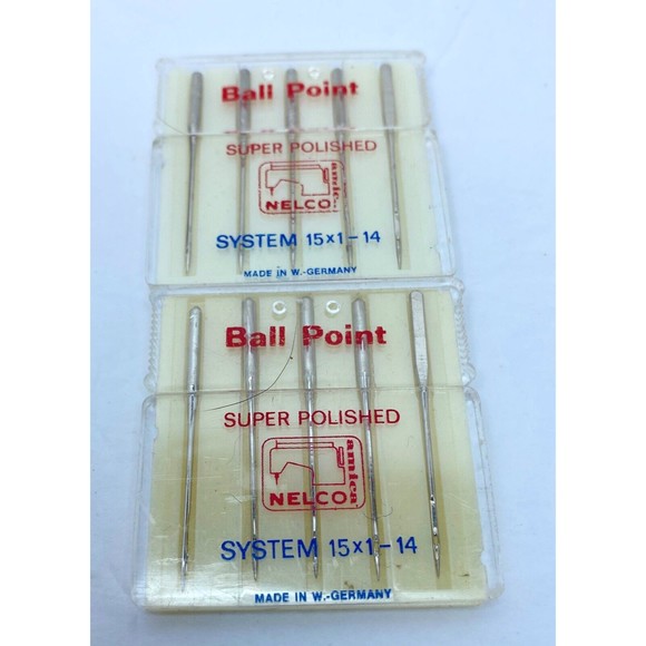 10 Sewing Machine Needles Ballpoint GERMAN NELCO 15 X 1 -14 - Picture 4 of 7